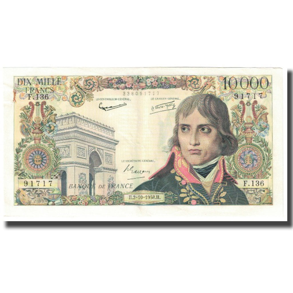 France, 10,000 Francs, Bonaparte, 1958, J. Belin, G. Gouin d'Ambrieres and P.
