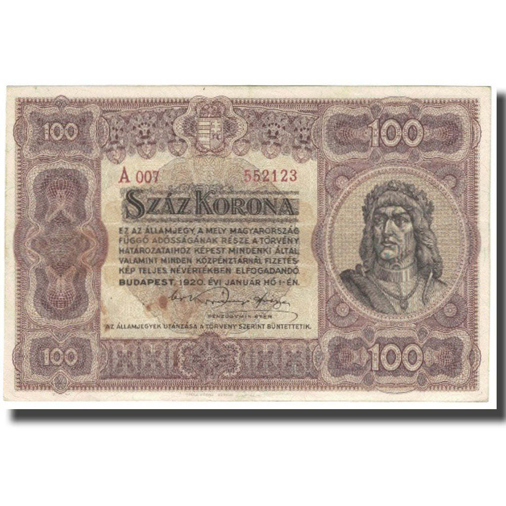 Banknote, Hungary, 100 Korona, 1920, 1920-01-01, KM:63, EF(40-45)