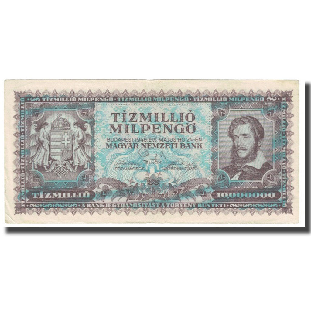 Banconote, Ungheria, 10 Million Milpengö, 1946, 1946-05-24, KM:129, BB
