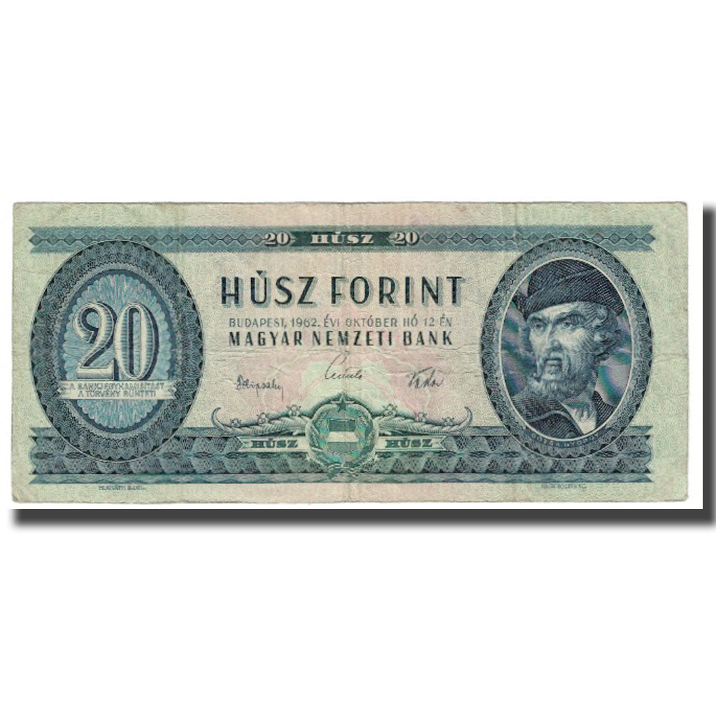 Banknote, Hungary, 20 Forint, 1962, 1962-10-12, KM:169e, VF(20-25)
