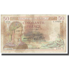 Francia, 50 Francs, Cérès, 1939, P. Rousseau and R. Favre-Gilly, 1939-06-22