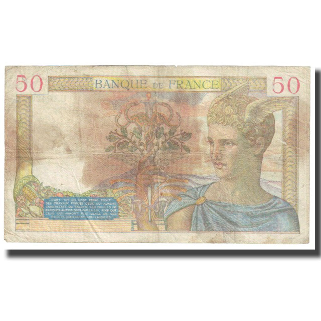 Francia, 50 Francs, Cérès, 1939, P. Rousseau and R. Favre-Gilly, 1939-06-22