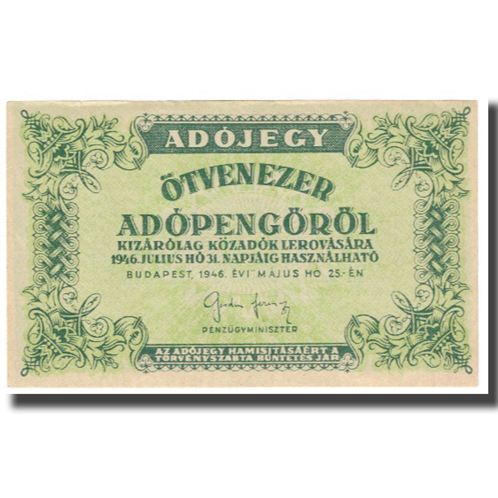 Banconote, Ungheria, 50,000 (Ötvenezer) Adópengö, 1946, 1946-05-25, KM:138a