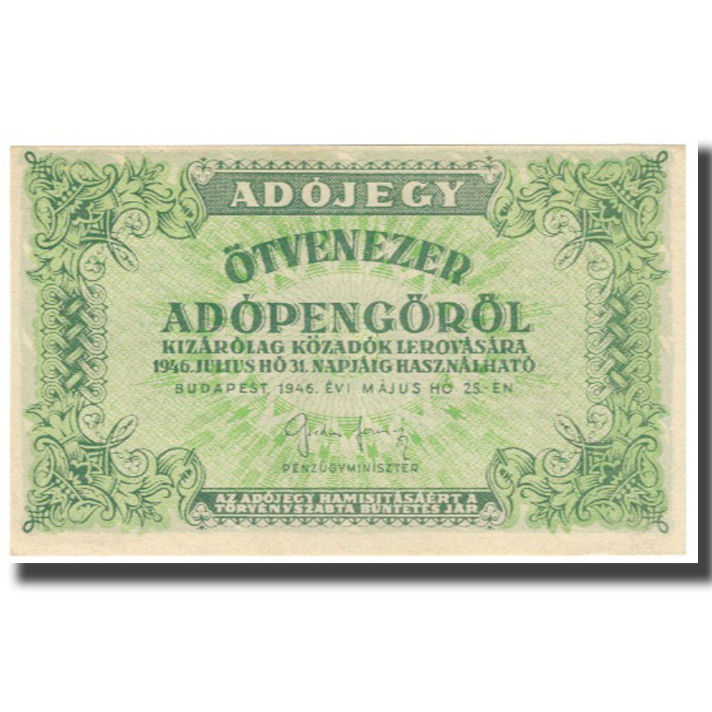 Banknote, Hungary, 50,000 (Ötvenezer) Adópengö, 1946, 1946-05-25, KM:138a