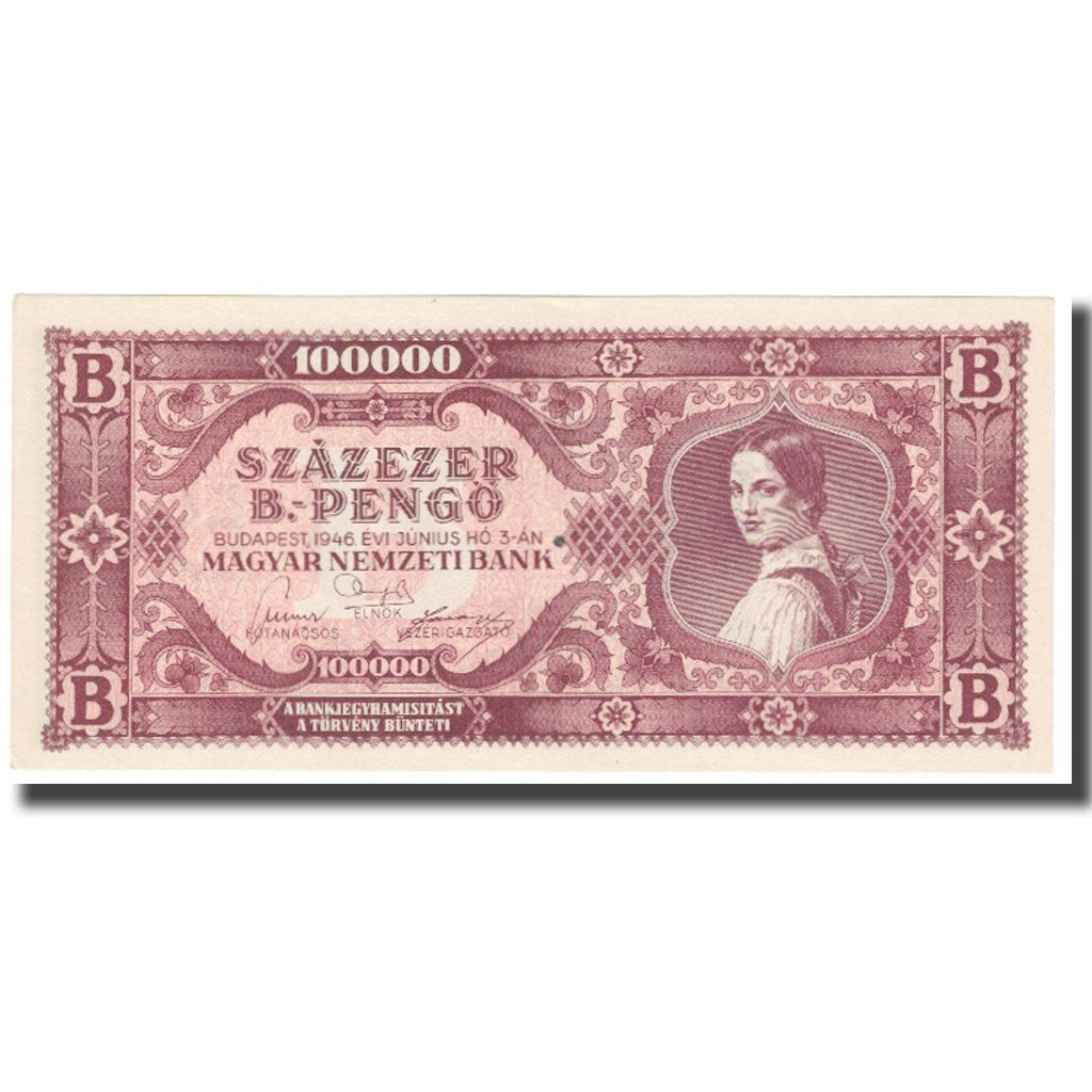 Banconote, Ungheria, 100,000 B.-Pengö, 1946, 1946-06-03, KM:133, BB