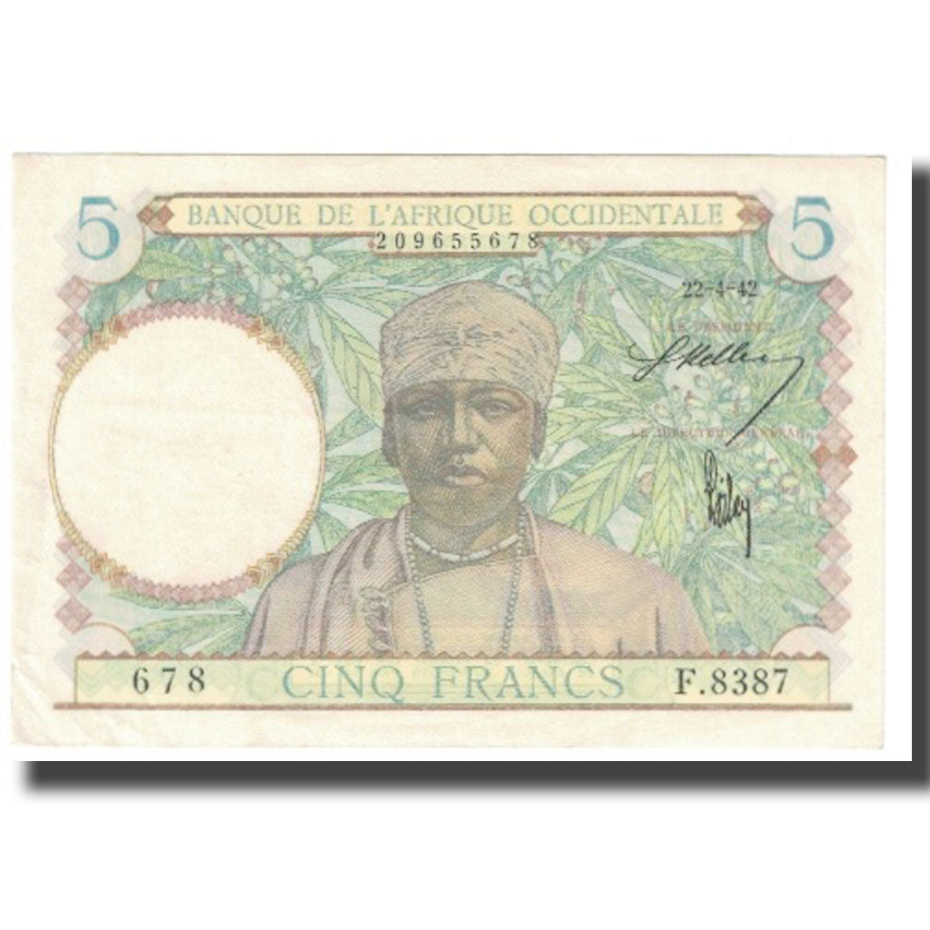 Banknote, French West Africa, 5 Francs, 1942, 1942-05-06, KM:25, EF(40-45)