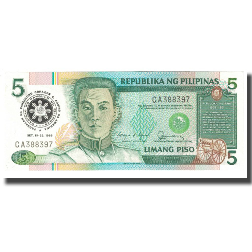 Banconote, Filippine, 5 Piso, 1986, KM:180, FDS