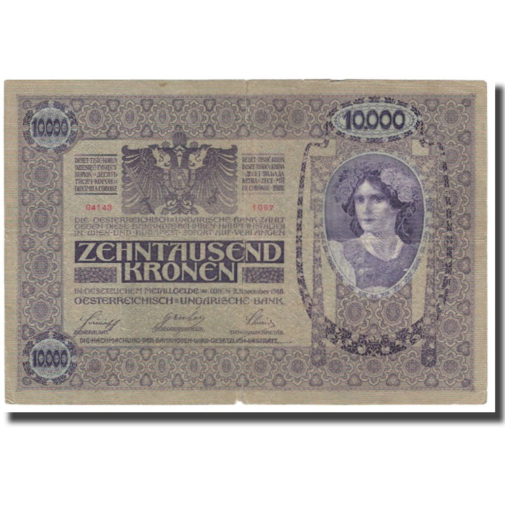 Banconote, Austria, 10,000 Kronen, 1918, 1918-11-02, KM:65, BB