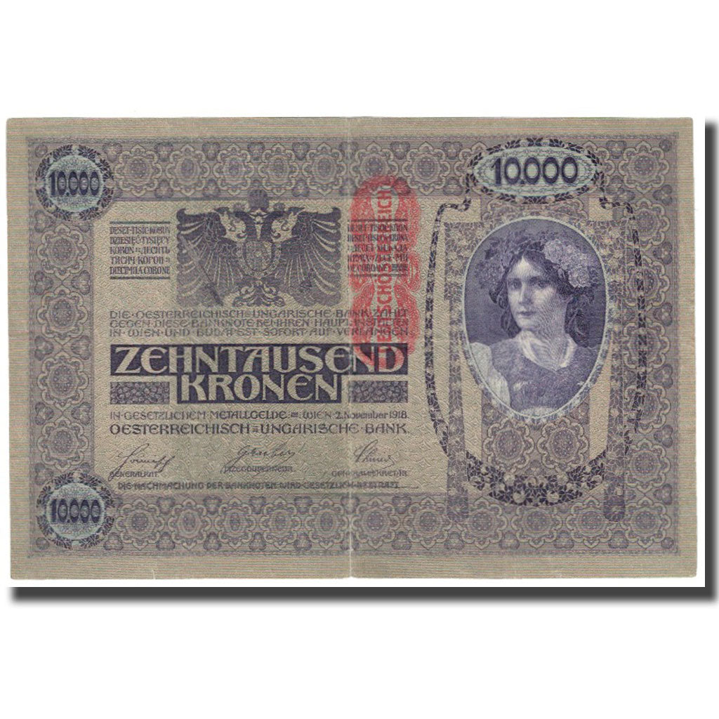 Banconote, Austria, 10,000 Kronen, 1918, 1918-11-02, KM:65, BB