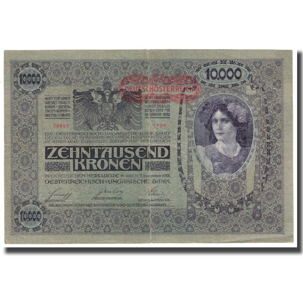Banknote, Austria, 10,000 Kronen, 1918, 1918-11-02, KM:65, EF(40-45)