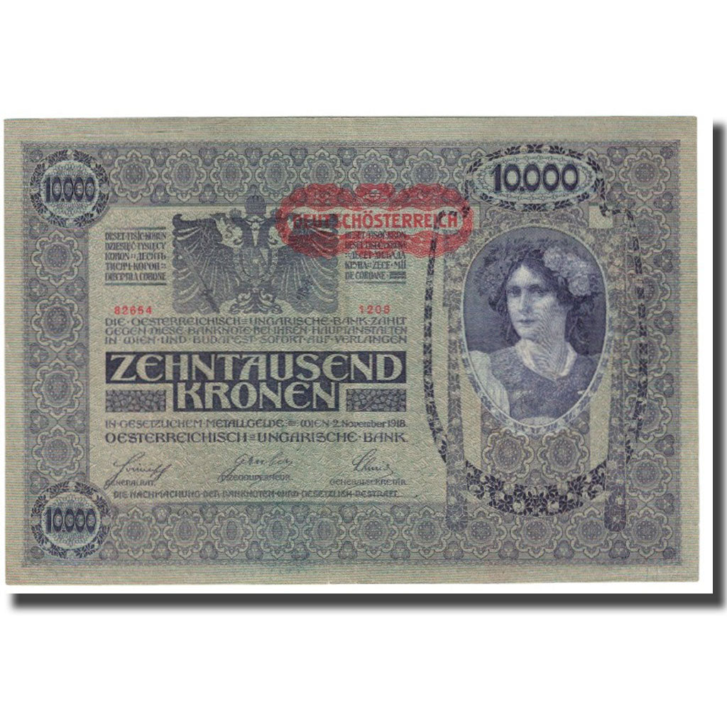 Banknote, Austria, 10,000 Kronen, 1918, 1918-11-02, KM:65, EF(40-45)
