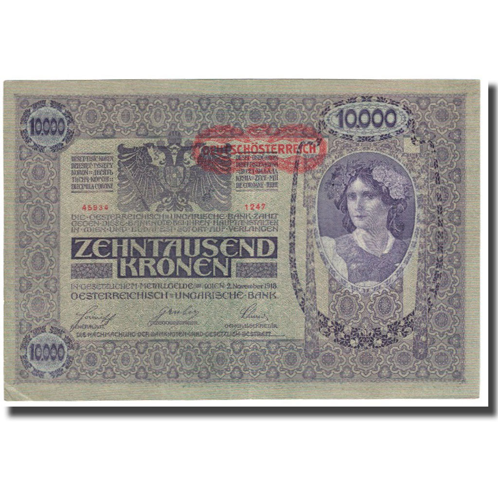 Banknote, Austria, 10,000 Kronen, 1918, 1918-11-02, KM:65, EF(40-45)