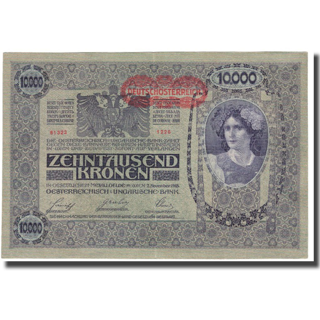 Banknote, Austria, 10,000 Kronen, 1918, 1918-11-02, KM:65, EF(40-45)