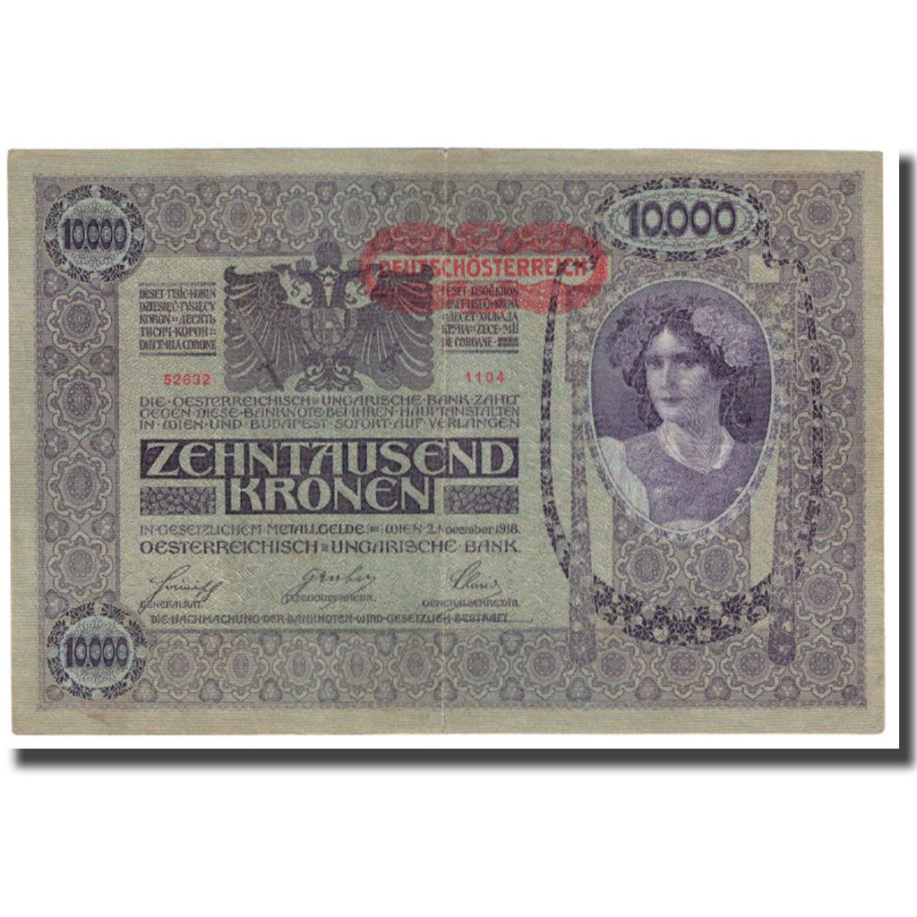 Banknote, Austria, 10,000 Kronen, 1918, 1918-11-02, KM:65, EF(40-45)