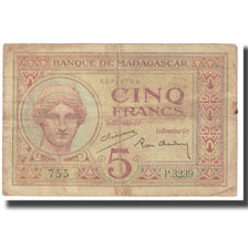 Banknot, Madagascar, 5 Francs, KM:35, VG(8-10)