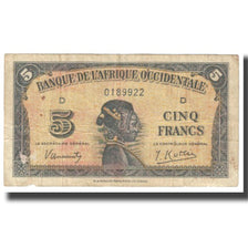 Banconote, Africa occidentale francese, 5 Francs, 1942, 1942-12-14, KM:28a, MB