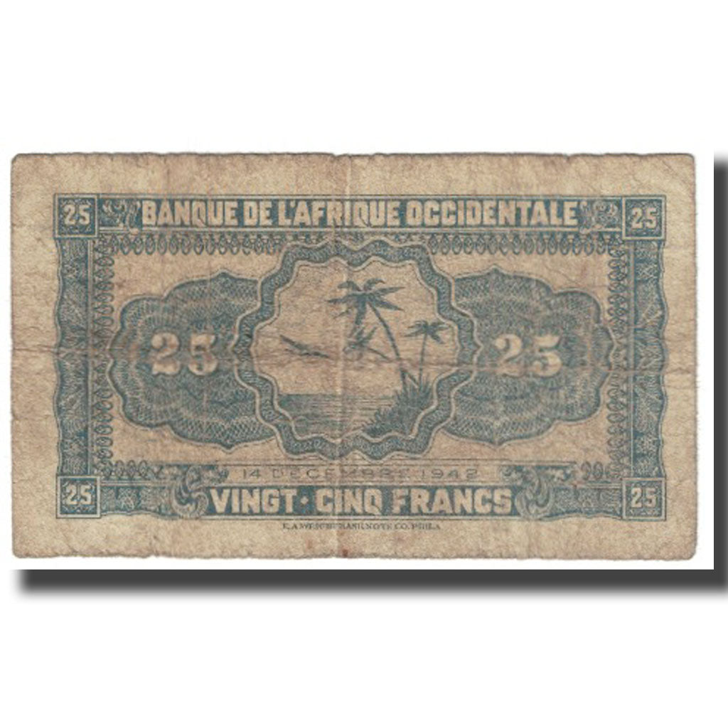 Banconote, Africa occidentale francese, 25 Francs, 1942, 1942-12-14, KM:30a, B