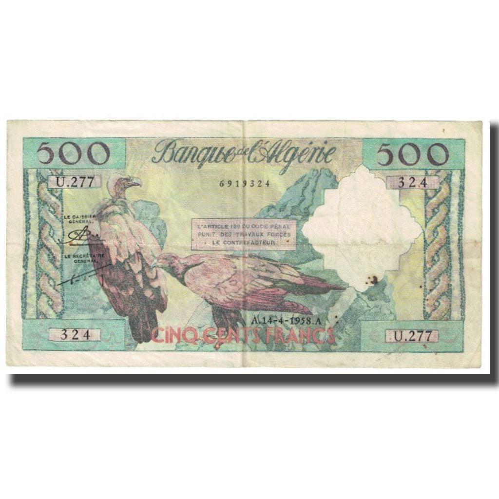 Banknote, Algeria, 500 Francs, KM:117, EF(40-45)