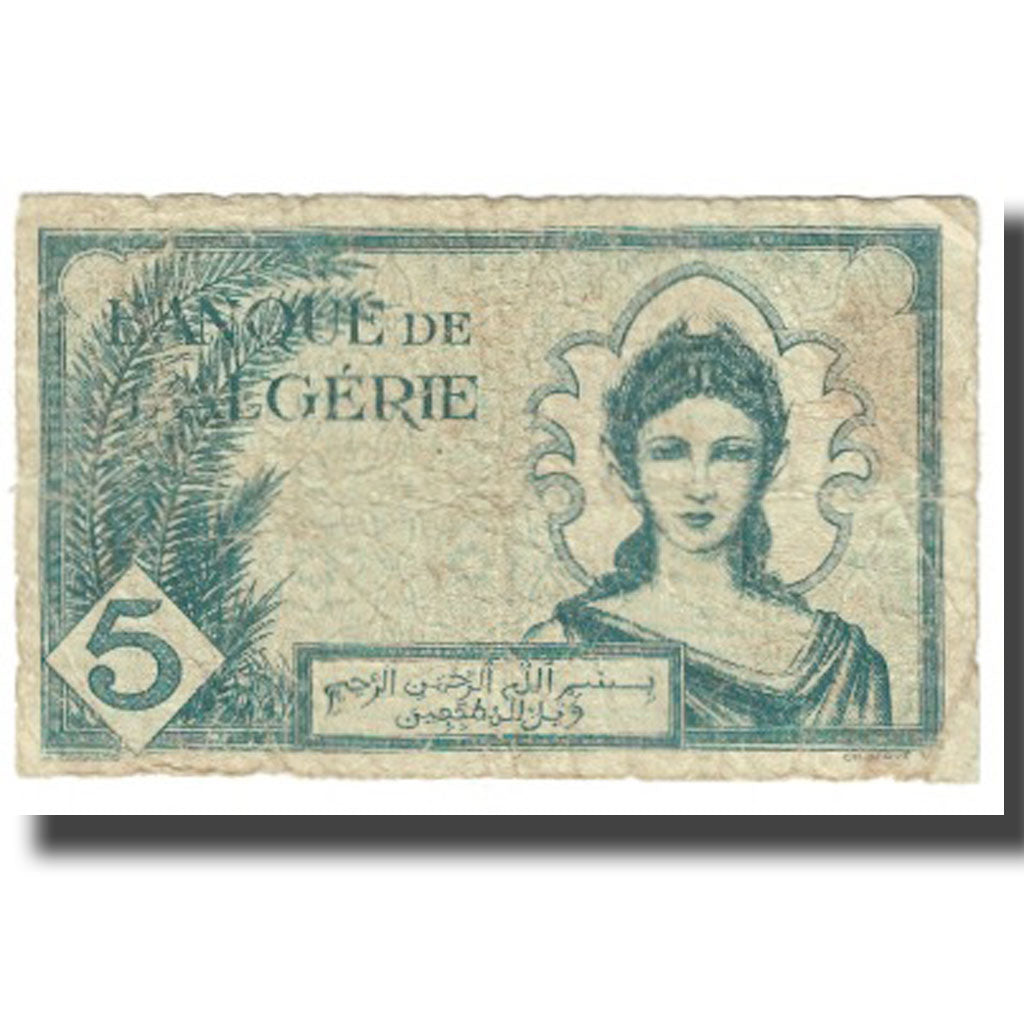 Banknote, Algeria, 5 Francs, 1944, 1944-02-08, KM:77a, VF(20-25)