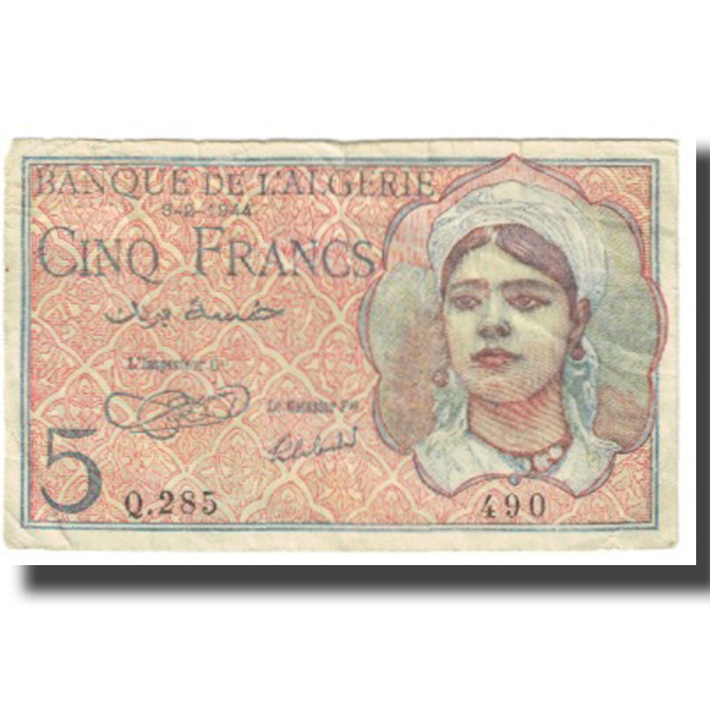 Banknote, Algeria, 5 Francs, 1942, 1942-11-16, KM:91, VG(8-10)