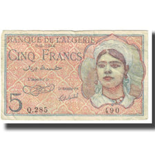 Banknote, Algeria, 5 Francs, 1942, 1942-11-16, KM:91, VG(8-10)