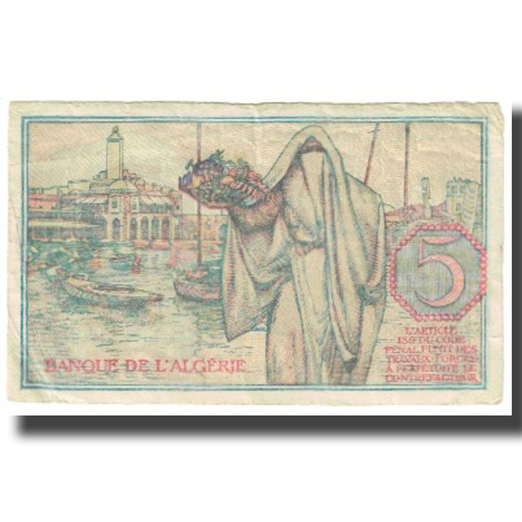 Banknote, Algeria, 5 Francs, 1942, 1942-11-16, KM:91, VG(8-10)