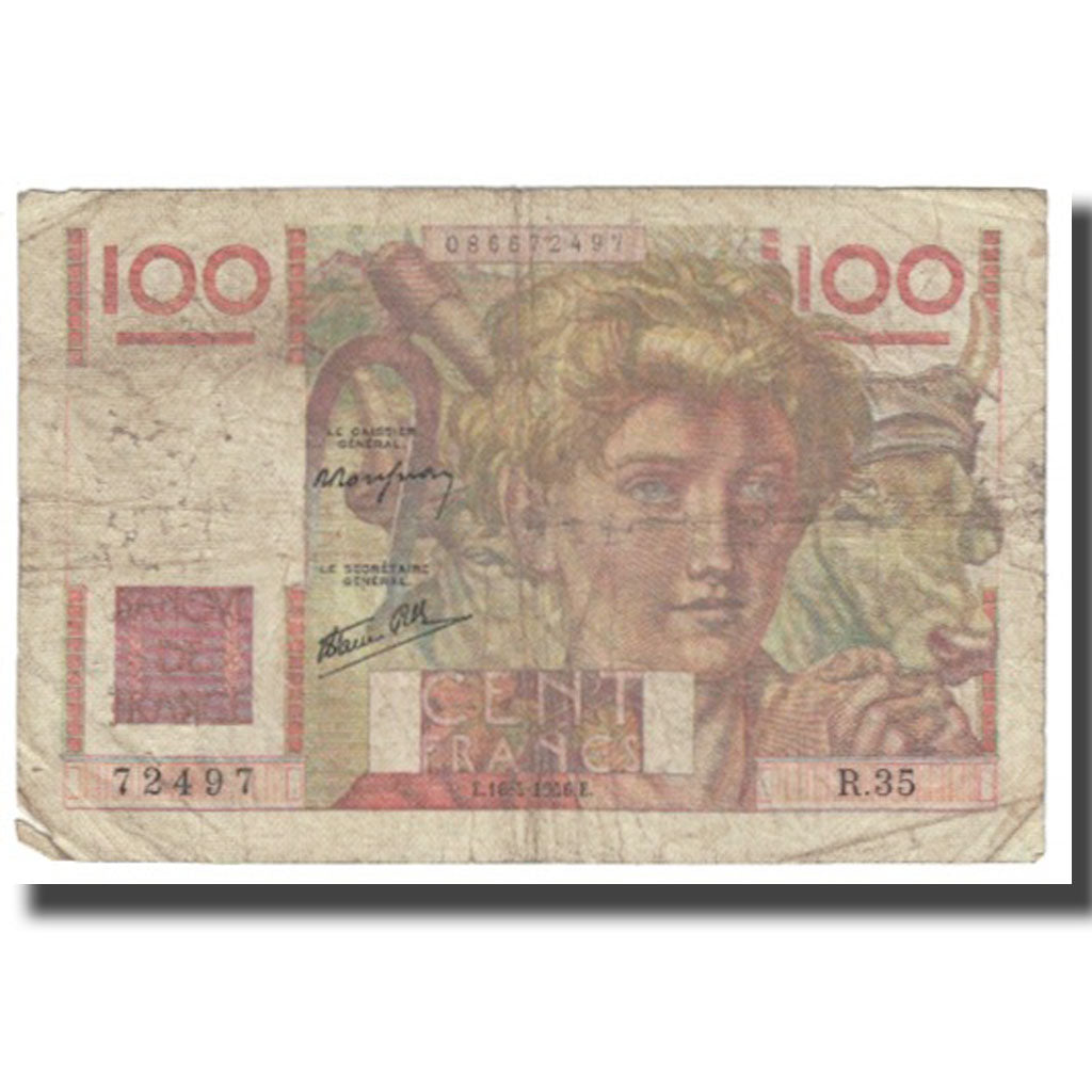 France, 100 Francs, Jeune Paysan, 1946, P. Rousseau and R. Favre-Gilly