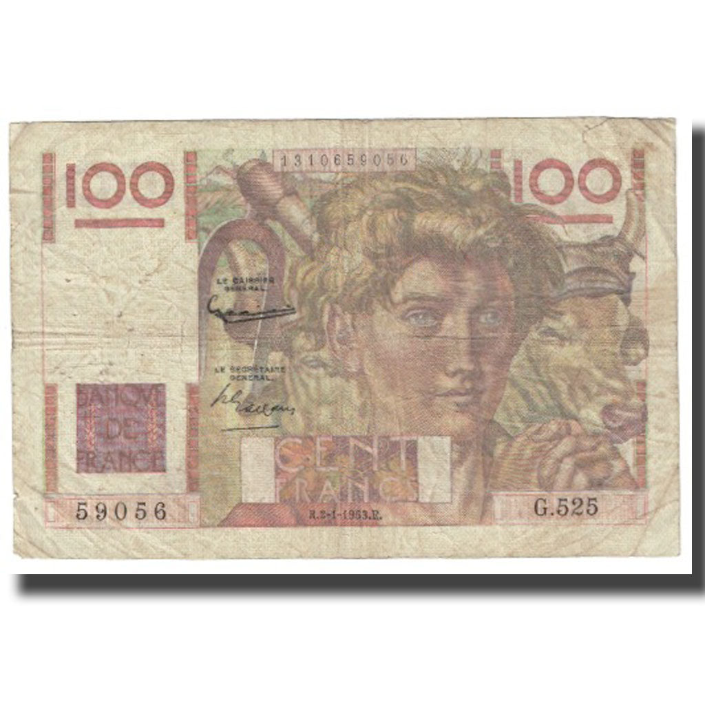 Francia, 100 Francs, Jeune Paysan, 1952, G.Gouin D'Ambrières-P.Gargam-R.Tondu