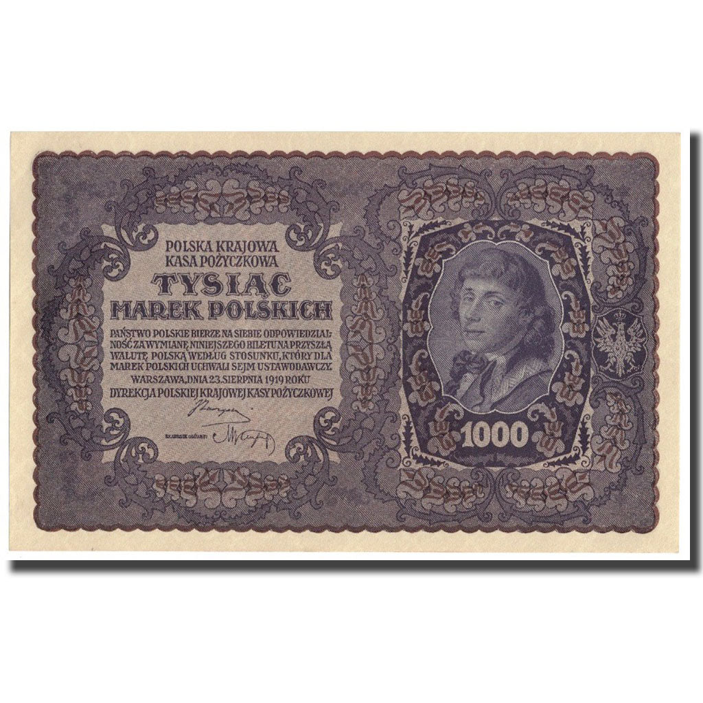 Banknote, Poland, 1000 Marek, 1919, 1919-08-23, KM:29, AU(55-58)