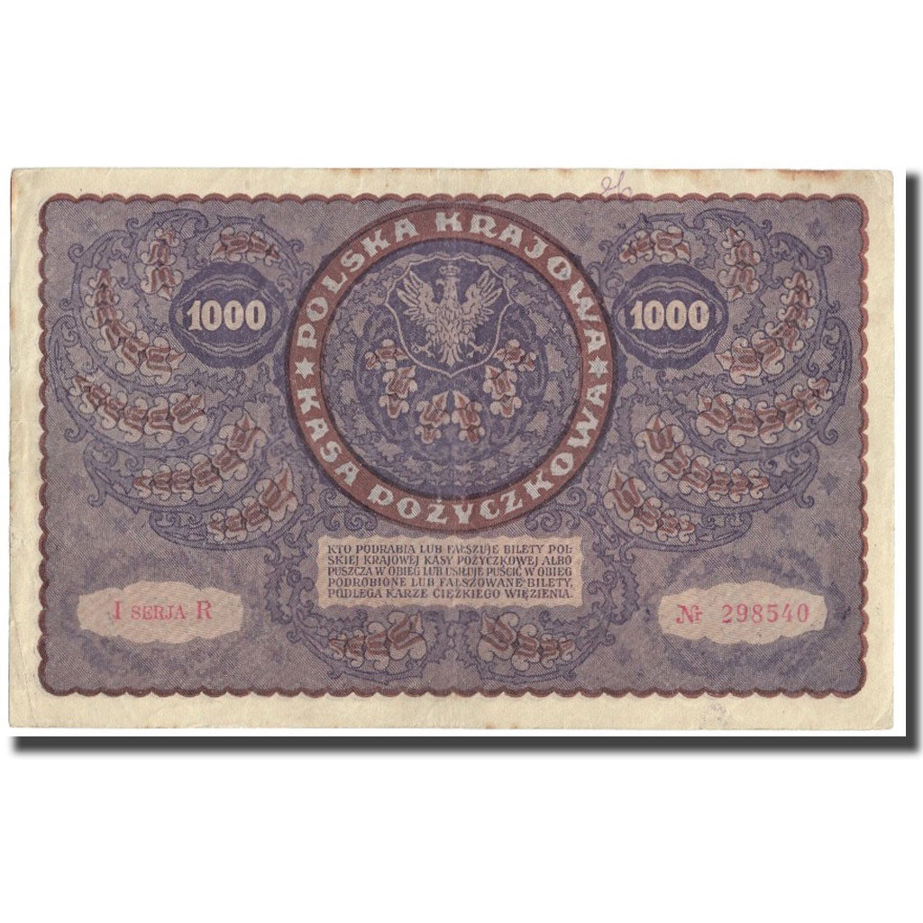 Banknote, Poland, 1000 Marek, 1919, 1919-08-23, KM:29, AU(55-58)