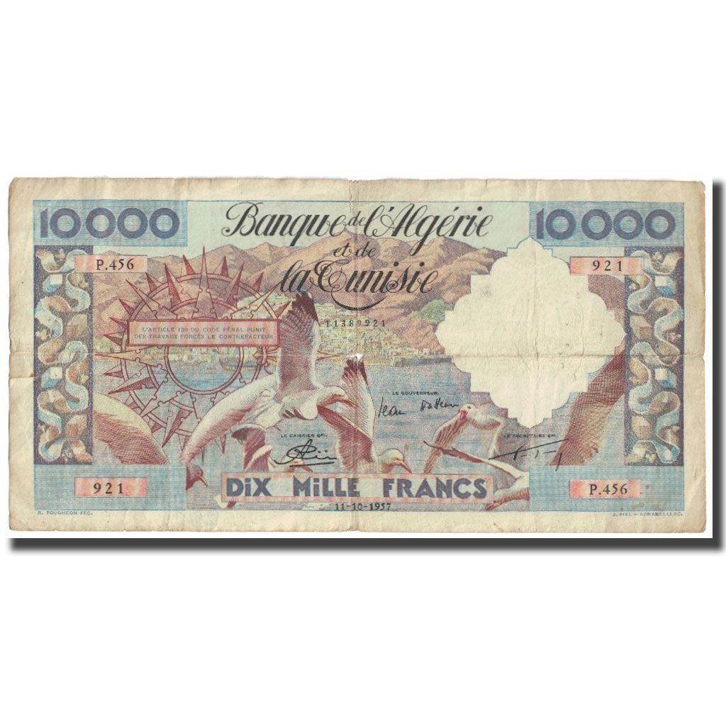 Billet, Algeria, 10,000 Francs, 1957, 1957-10-11, KM:110, TB