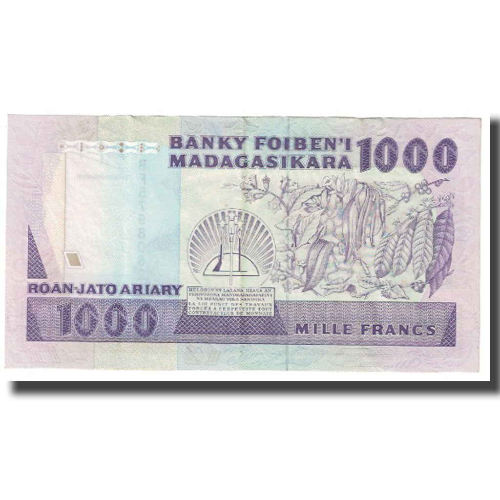Banknote, Madagascar, 1000 Francs = 200 Ariary, KM:72a, EF(40-45)