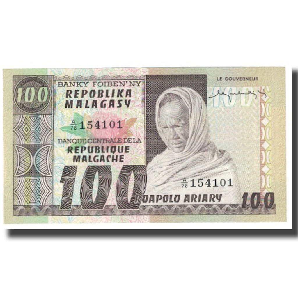 Banknote, Madagascar, 100 Francs =  20 Ariary, KM:63a, UNC(65-70)
