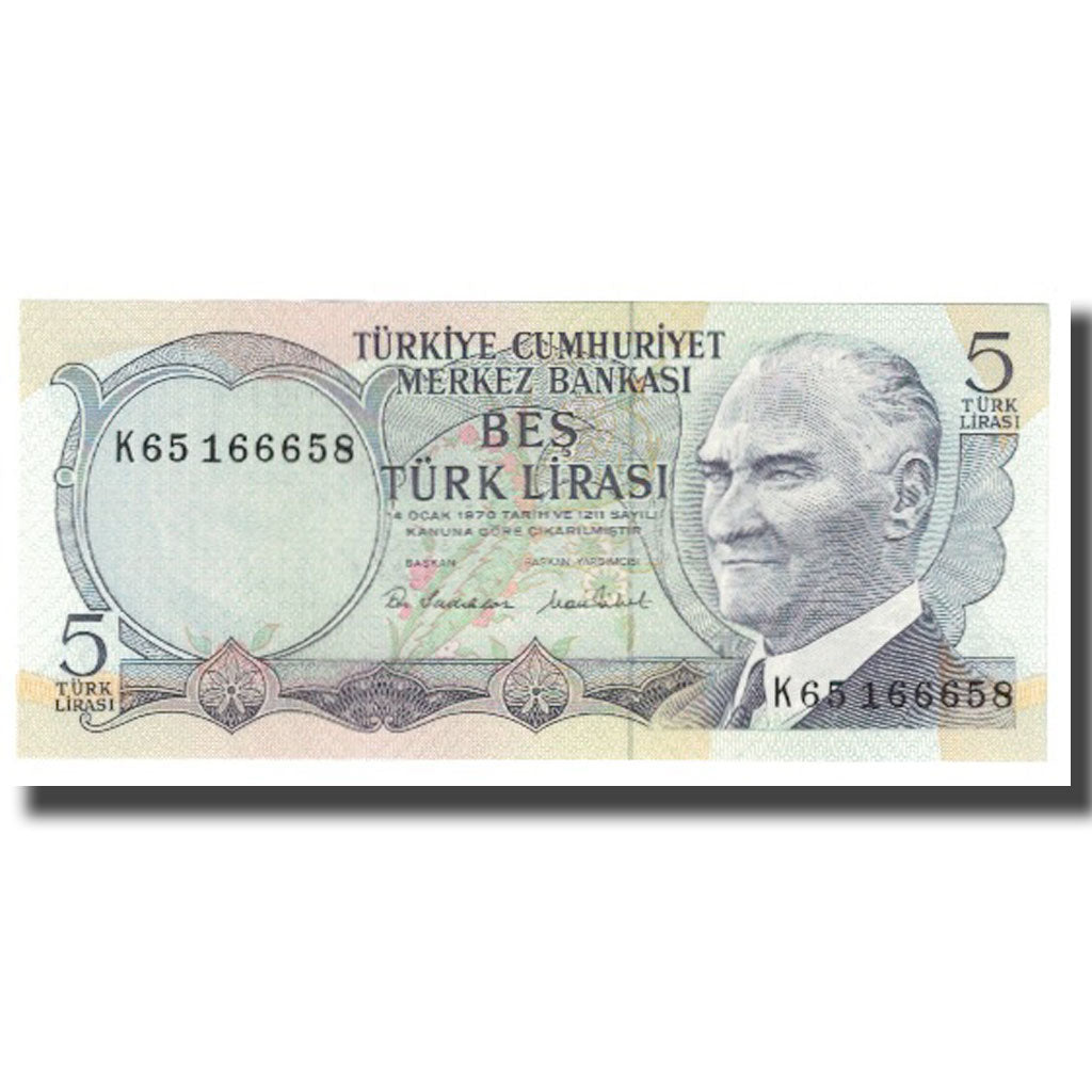 Banknote, Turkey, 5 Lira, 1970, 1970-10-14, KM:179, UNC(65-70)