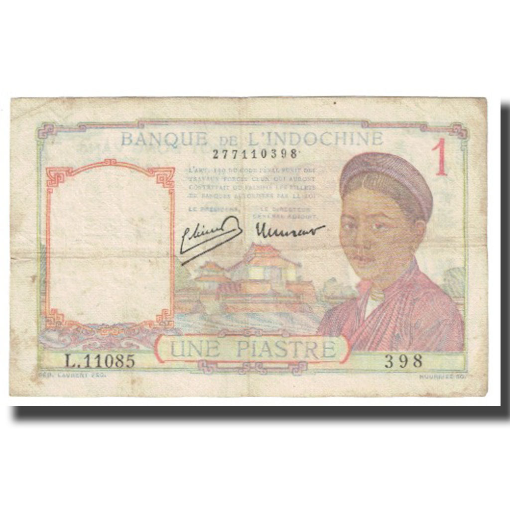 Banknote, FRENCH INDO-CHINA, 1 Piastre, KM:54b, VF(20-25)