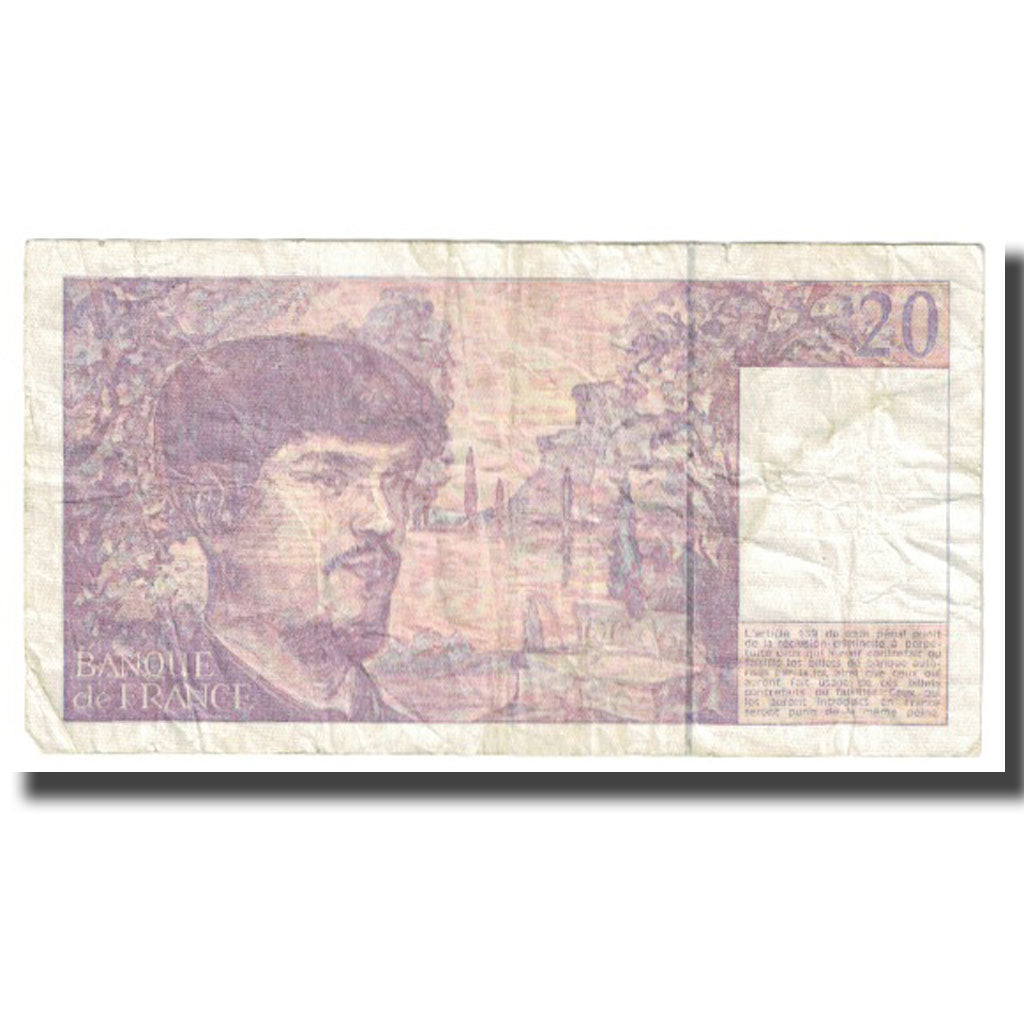 França, 20 Francs, Debussy, 1993, VF(20-25), Fayette:66bis.5, KM:151g