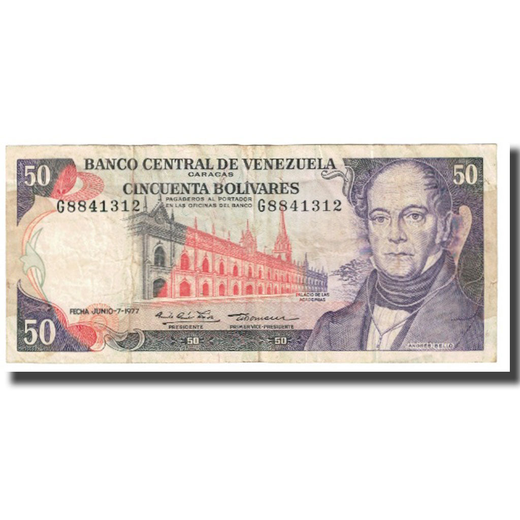 Banconote, Venezuela, 50 Bolivares, 1977, 1977-06-07, KM:54d, MB