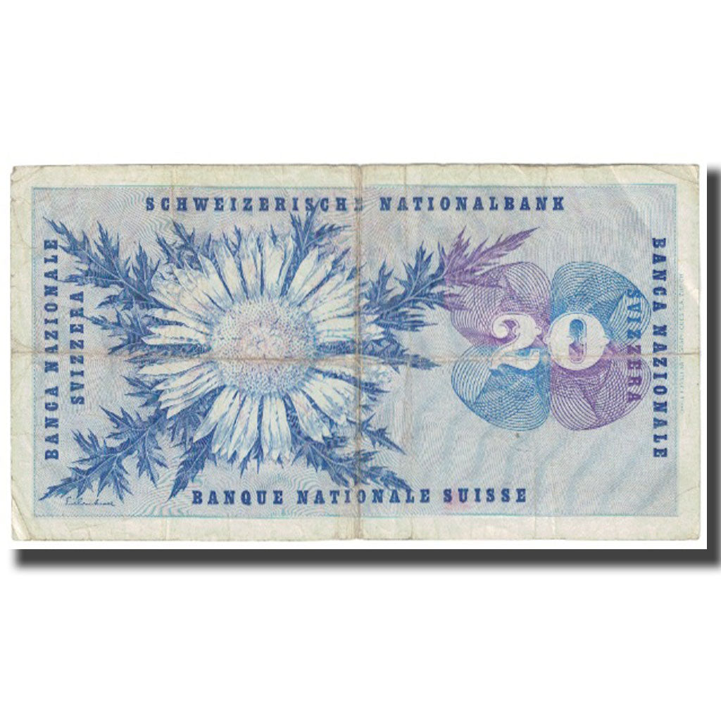 Banknote, Switzerland, 20 Franken, KM:46a, VF(20-25)