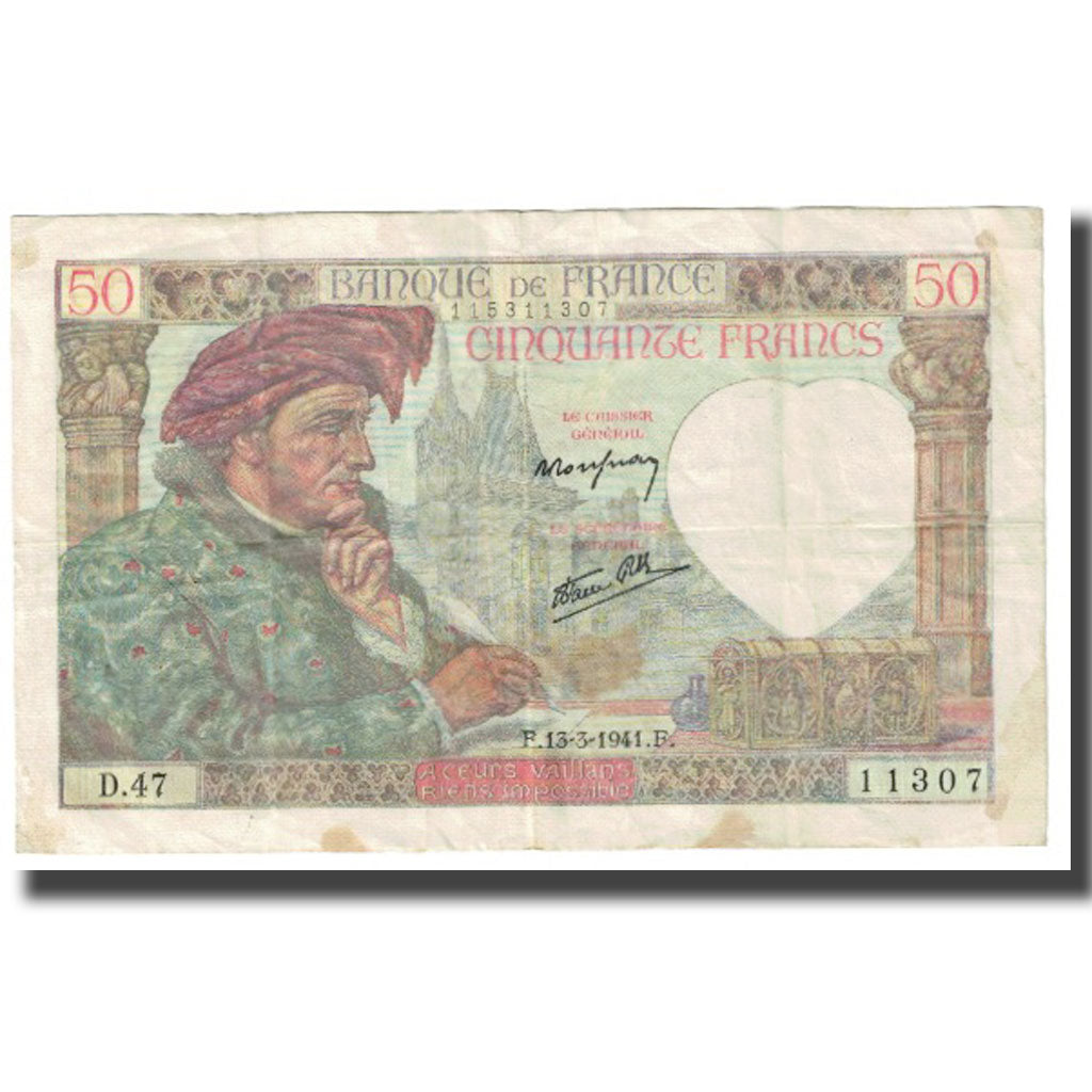 Frankreich, 50 Francs, Jacques Coeur, 1941, P. Rousseau and R. Favre-Gilly