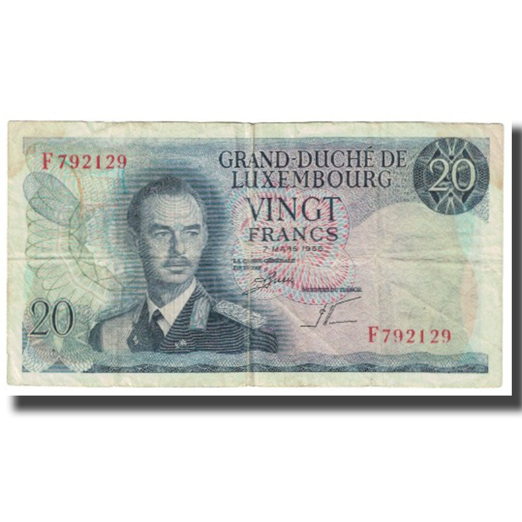 Banknote, Luxembourg, 20 Francs, 1966, 1966-03-07, KM:54a, VF(20-25)