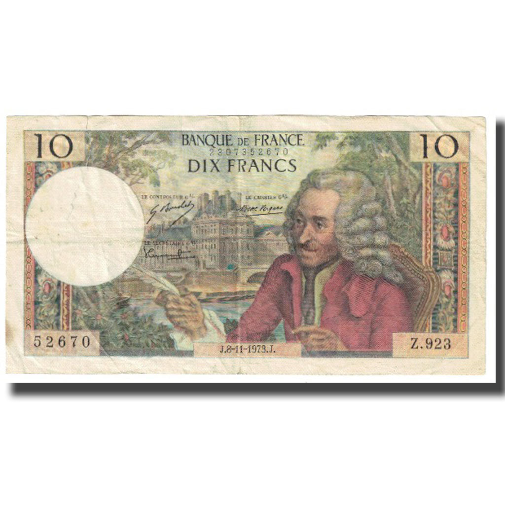 Francia, 10 Francs, Voltaire, 1973, P. A.Strohl-G.Bouchet-J.J.Tronche