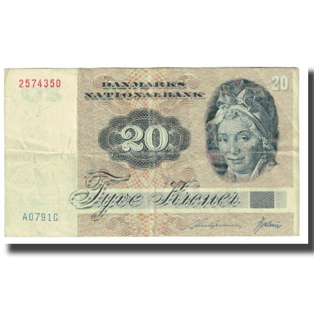 Banknote, Denmark, 20 Kroner, 1972, KM:49a, VF(20-25)