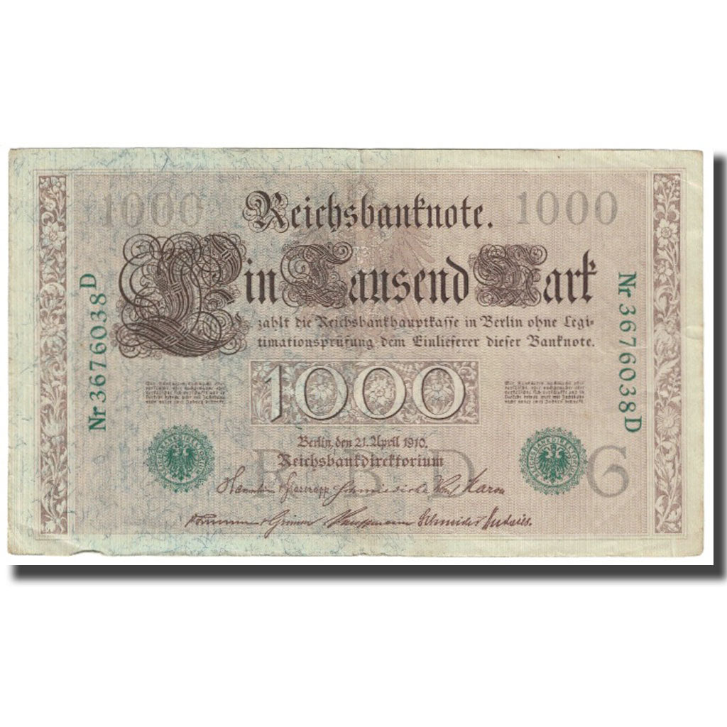 Banknote, Germany, 1000 Mark, 1910, 1910-04-21, KM:45a, EF(40-45)