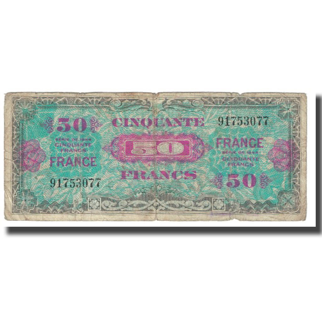 Francia, 50 Francs, Flag/France, 1944, 1944, BC, Fayette:VF24.01, KM:122c