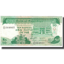 Nota, Maurícia, 10 Rupees, KM:35b, EF(40-45)