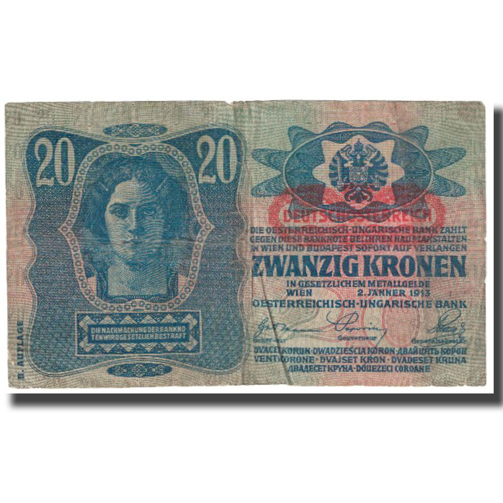 Banknote, Austria, 20 Kronen, 1913, 1913-01-02, KM:13, EF(40-45)