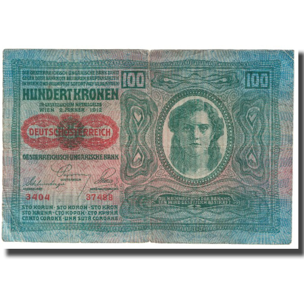 Banknote, Austria, 100 Kronen, 1912, 1912-01-02, KM:12, VF(20-25)