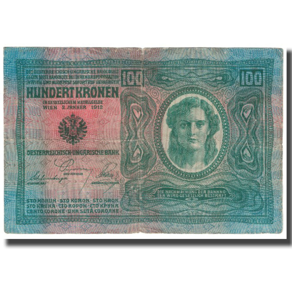 Banknote, Austria, 100 Kronen, 1912, 1912-01-02, KM:12, VF(20-25)