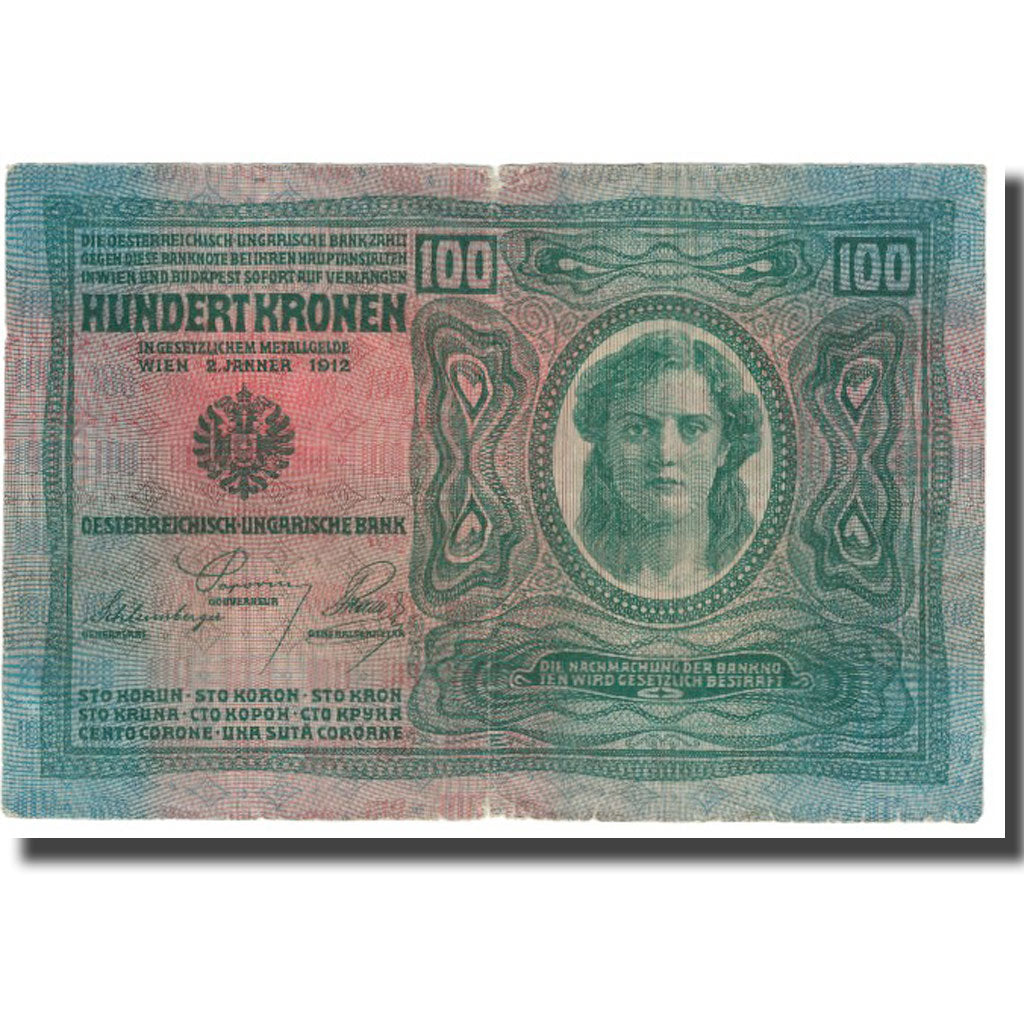 Banknote, Austria, 100 Kronen, 1912, 1912-01-02, KM:12, VF(20-25)