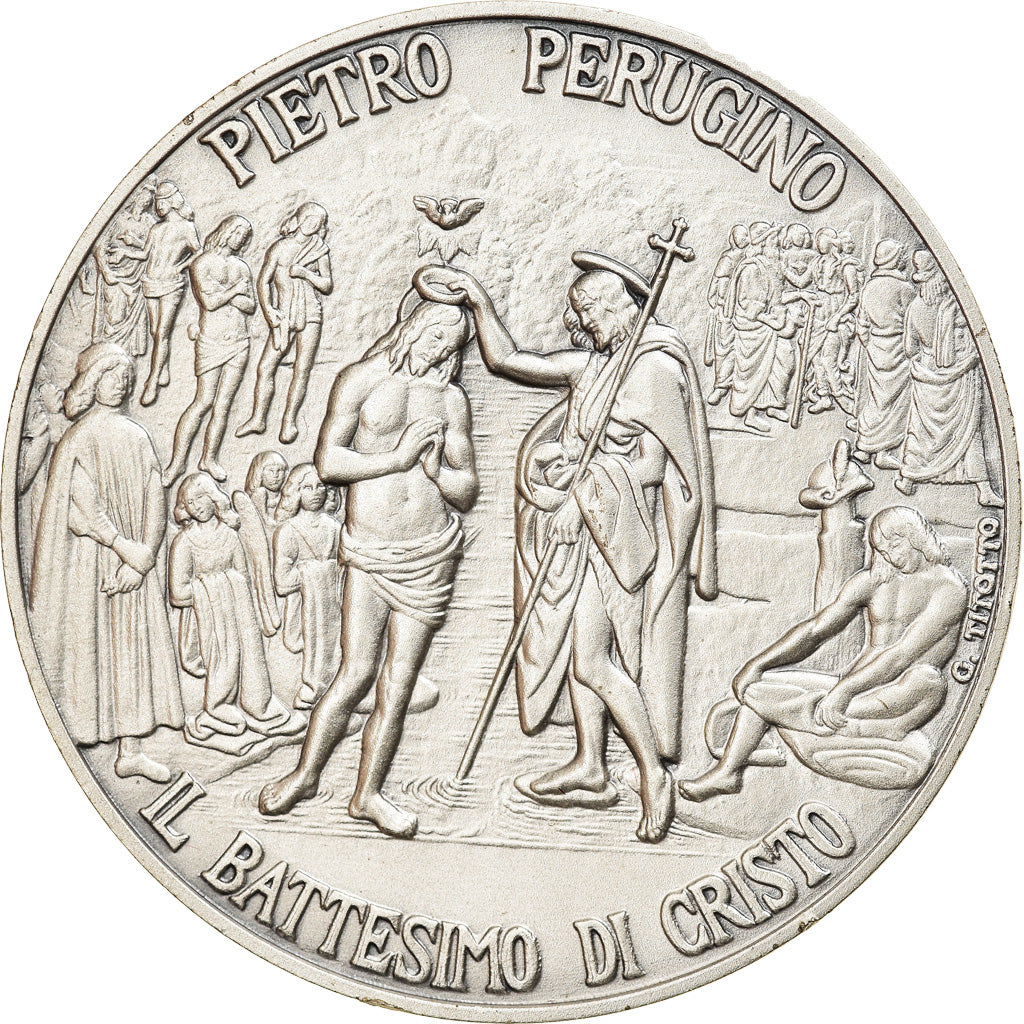 Vaticano, medaglia, Musei Vaticani, Pietro Perugino, Il Battesimo di Cristo